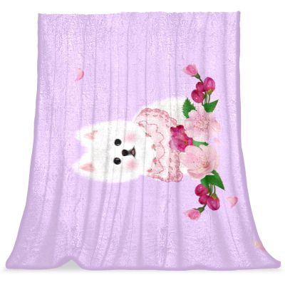Plush Microfiber Blanket with Cartoon Dog