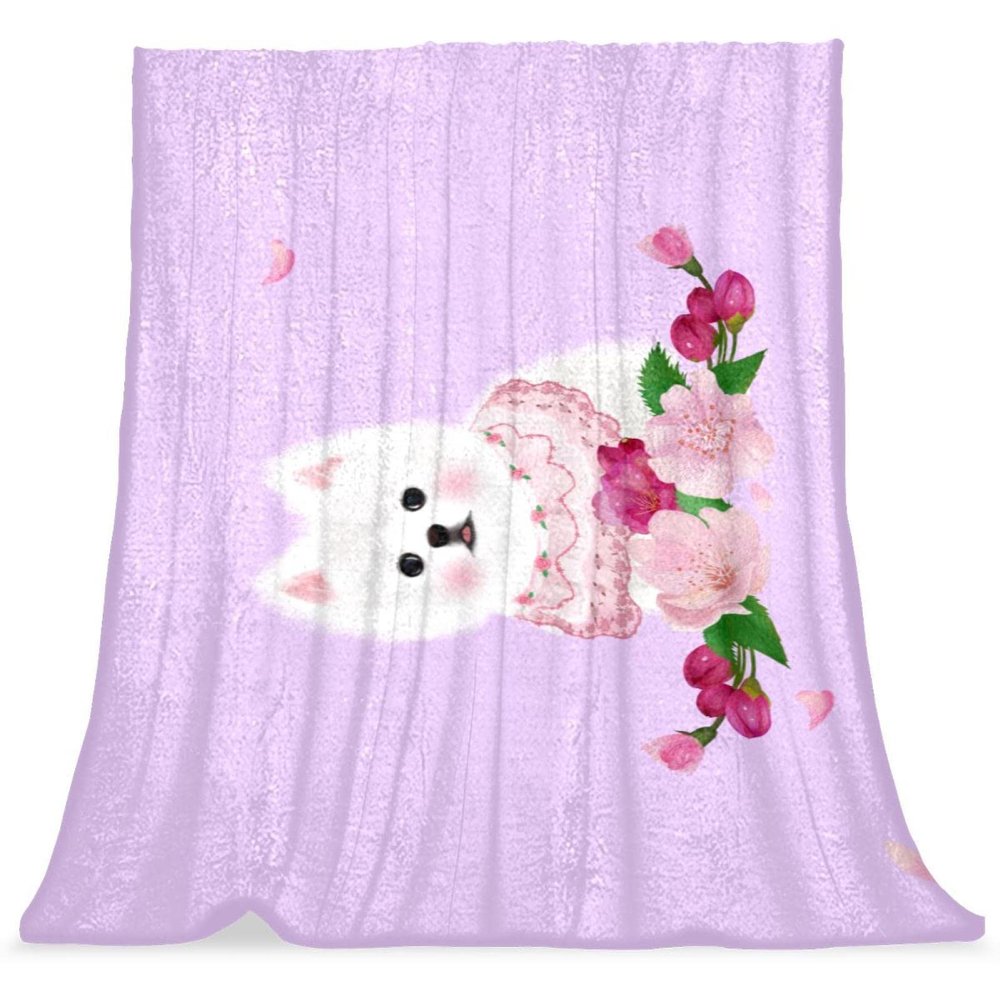 Plush Microfiber Blanket with Cartoon Dog