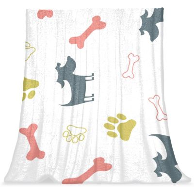 Plush Nap Blanket, Warm Cozy Soft Microfiber Blanket with Cartoon Paw Print