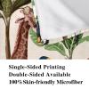 Plush Microfiber Blanket, Warm and Cozy, Tropical Jungle Giraffes, Parrots and Banana Trees view 4