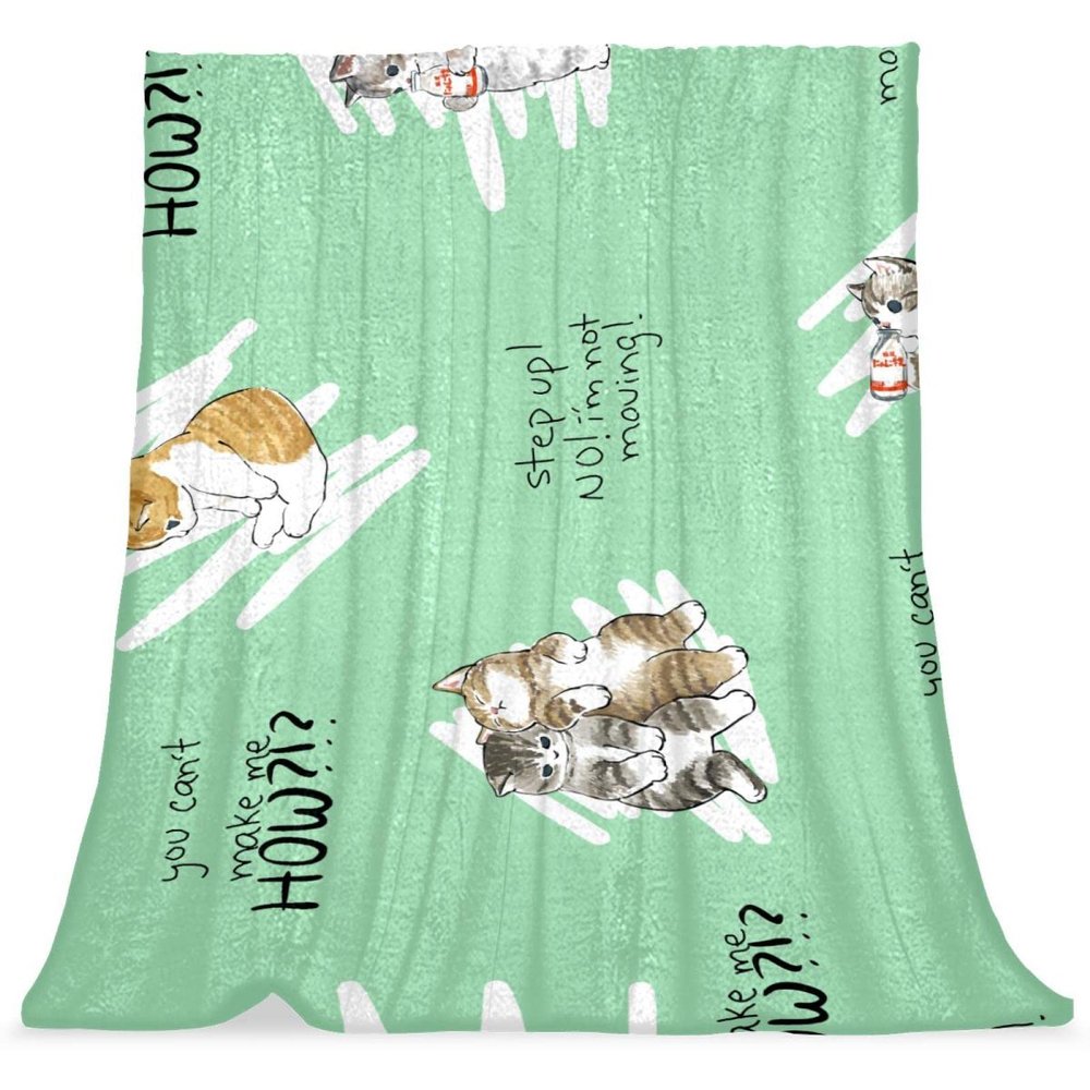 Plush Cat Cartoon Microfiber Blanket