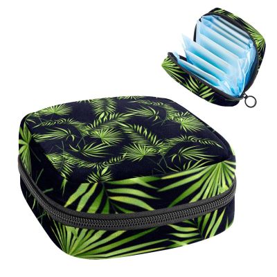 Women's Period Product Storage Bag with Zipper, Tropical Plants