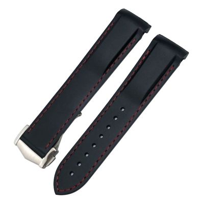 GUMMMY 22 mm Curved Rubber Watch Strap Compatible with Omega Speedmaster Moonwatch, Seamaster 300, and AT150, Rose Buckle, Agate