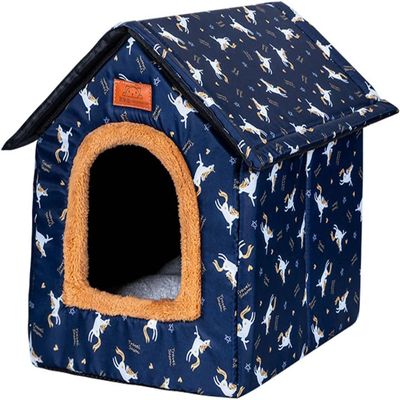 Outdoor Cat House, Waterproof, Weather-Resistant, Foldable, for Small Cats (M, Dark Blue)