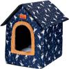 Outdoor Cat House, Waterproof, Weather-Resistant, Foldable, for Small Cats (M, Dark Blue) view 1