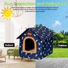 Outdoor Cat House, Waterproof, Weather-Resistant, Foldable, for Small Cats (M, Dark Blue) view 3