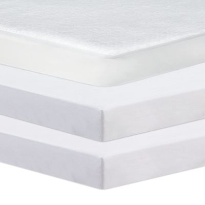 Next To Me Fitted Crib Sheets, 3-Piece Set, 83–85 x 50–51 cm, 100% Pure Cotton, Silver