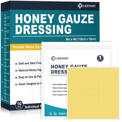 Ceeport Manuka Honey Gauze Wound Dressings, 4 x 4 in, 10 Count