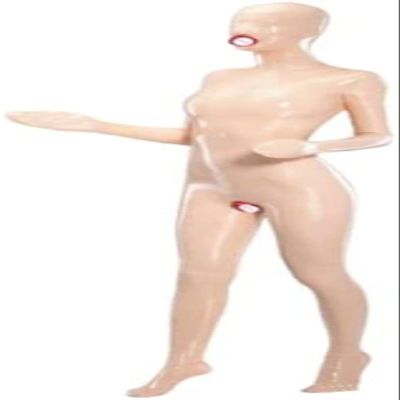 Handmade Full-Body Hooded Enclosed Latex Catsuit, White/Pink, S