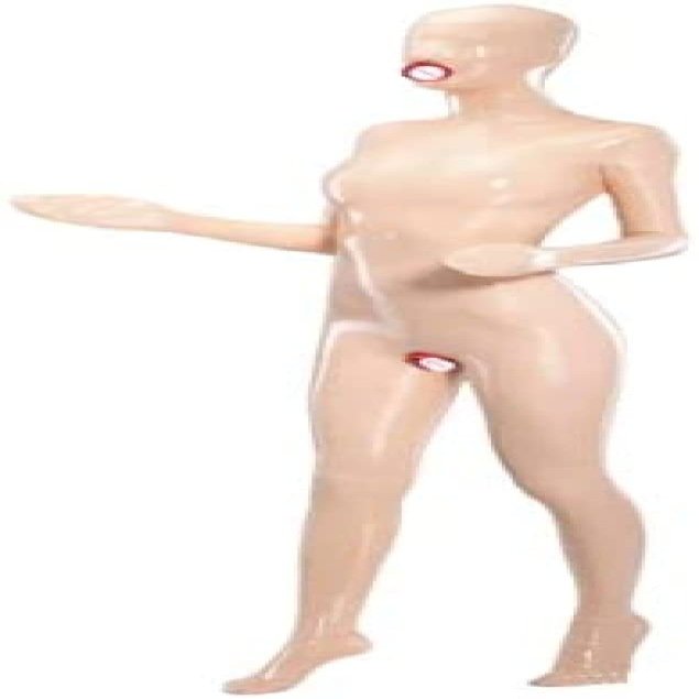 Handmade Full-Body Hooded Enclosed Latex Catsuit, White/Pink, S