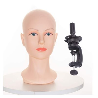 Soft PVC Mannequin Training Head and Wig Stand Set for Wig-Making Practice, Color No. 3