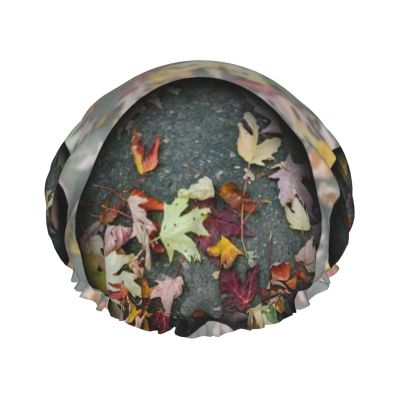 Maple Leaf Dog Paw Reusable Waterproof Washable Adjustable Shower Cap for Women