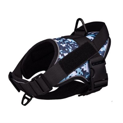 Reflective, Breathable, Adjustable Dog Harness Vest with Pet Name, 2-Colorful Blue, XL