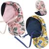 ABAMERICA Women's Scrub Cap, Nurse Cap and Ponytail Holder for Long Hair, B13 Satin-Lined, Pink + Yellow, 1 view 1