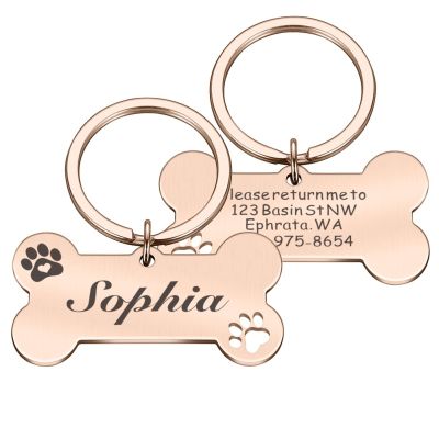 Personalized Dog Collar ID Tags, Engraved Name Medal, DZ1950 Rose, 50 mm