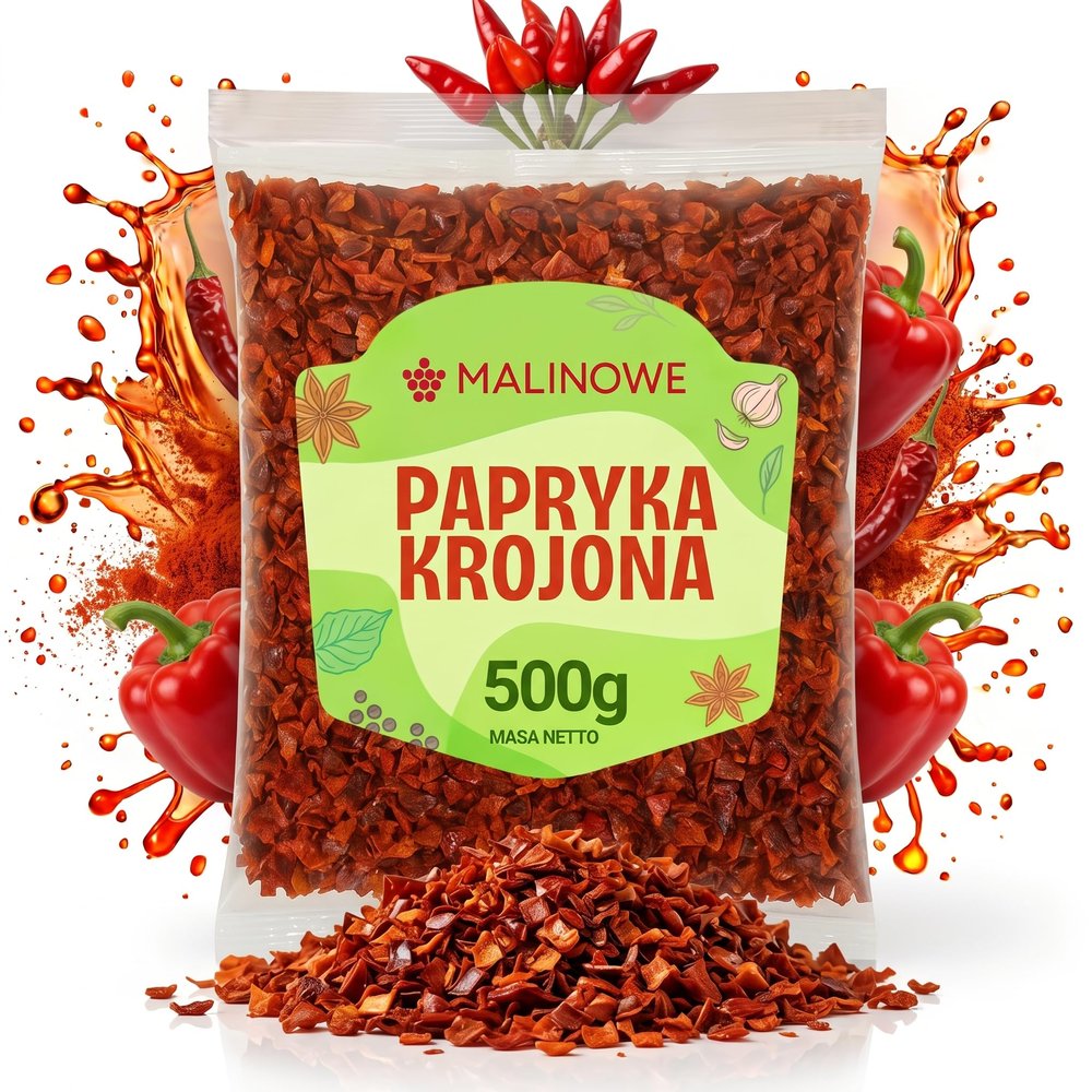 Malinowe Dried Paprika, 500 g, Sliced Pieces