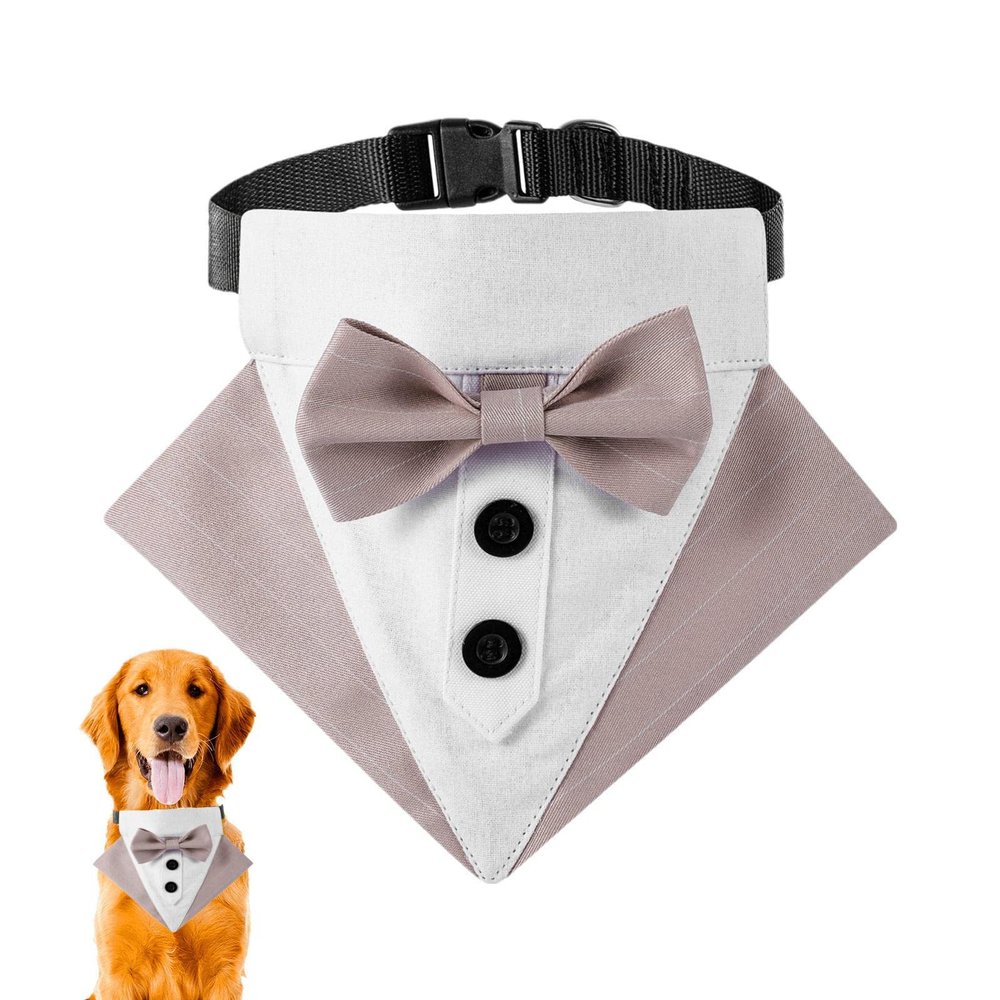 Adjustable Dog Collar - Wedding Bandana with Bow Tie