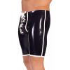 Women’s Sexy Black Latex Boxer Shorts with Front Lacing, Black and White, L view 2