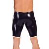 Women’s Sexy Black Latex Boxer Shorts with Front Lacing, Black and White, L view 3