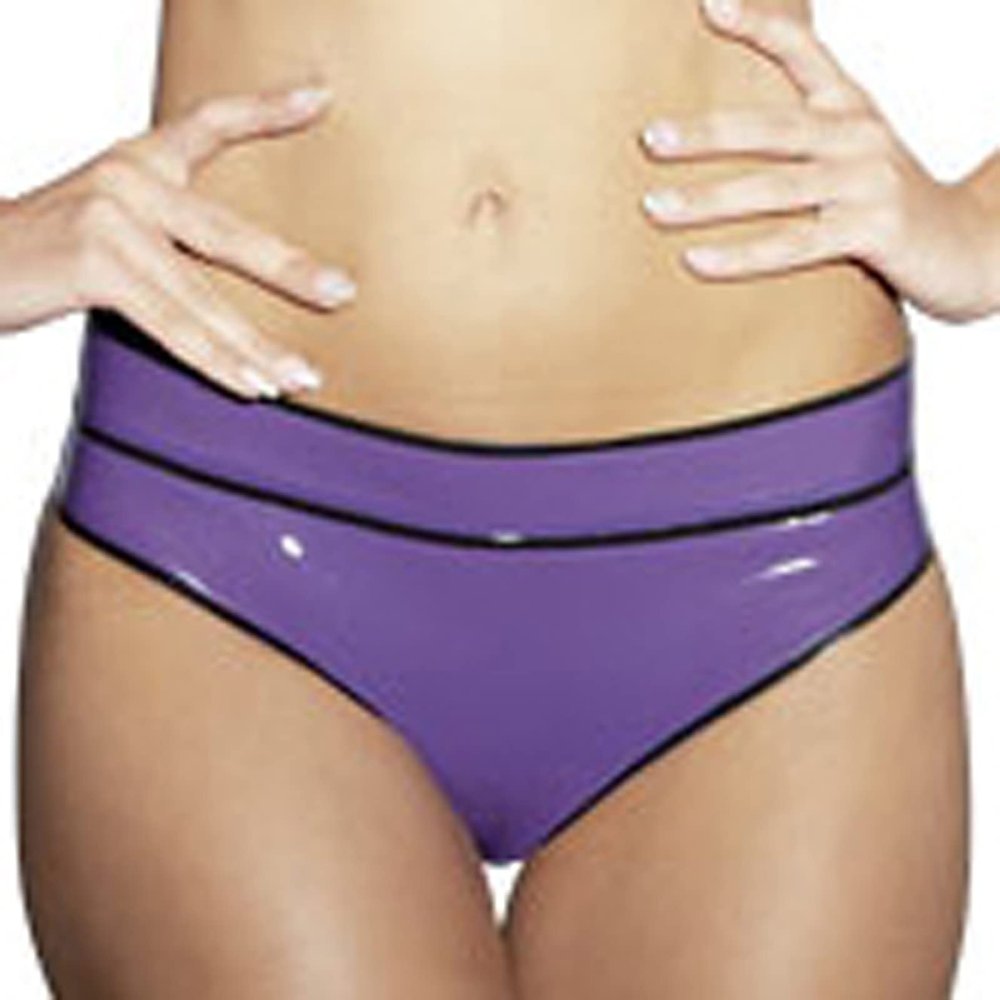 Purple Latex Briefs with Black Accents, Black with Orange, Men's XS