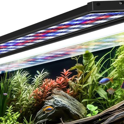 AQQA Aquarium LED Light, Full Spectrum, Automatic Timer, 5 Brightness Levels, Extendable Mount, 7 Colors