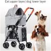 Double-Layer Pet Stroller for Two or More Dogs and Cats, Foldable, Removable, Green view 4