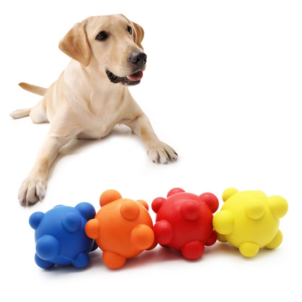 Mipcase Rubber Dog Balls, Irregular-Bouncing Chew Toys