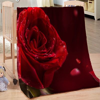 Fuzzy Red Roses Throw Blanket, 150 x 200 cm