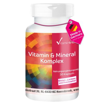 Vitamintrend Vitamin & Mineral Complex, 30 Capsules, Magnesium Stearate-Free Multivitamin Supplement, Made in Germany