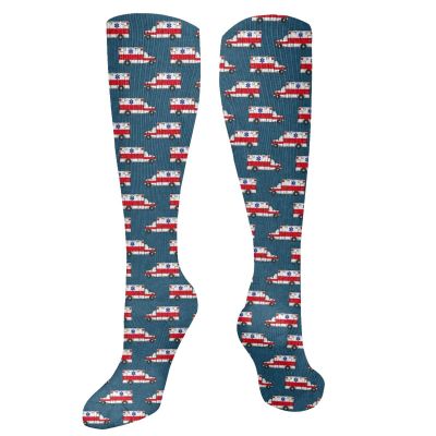 Lsjuee Ambulance EMS EMT Star of Life Dark Blue Compression Socks, 15–20 mmHg, for Women and Men