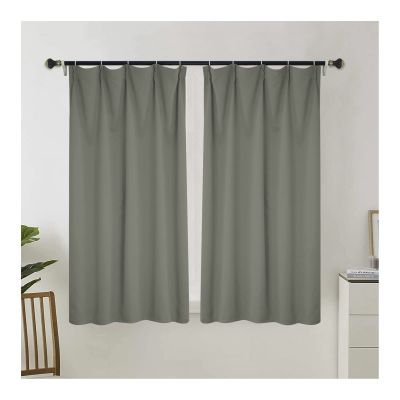 KnSam Blackout Curtains for Boys' Rooms, Light Gray, Solid Opaque Polyester, 110 x 100 cm (H x W), 2-Pack
