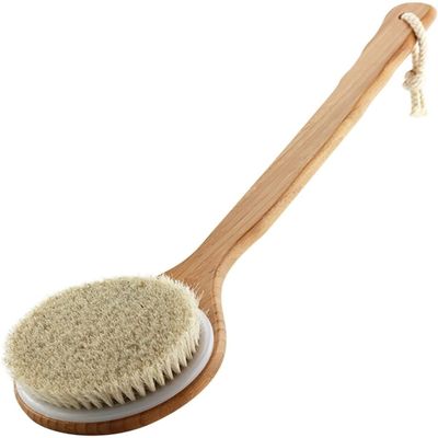 AKAZI Wooden Body Massage Shower Brush with Natural Bristles, Bath Brush for SPA, Women and Men, Skin Care Dry Body Brush - Towels