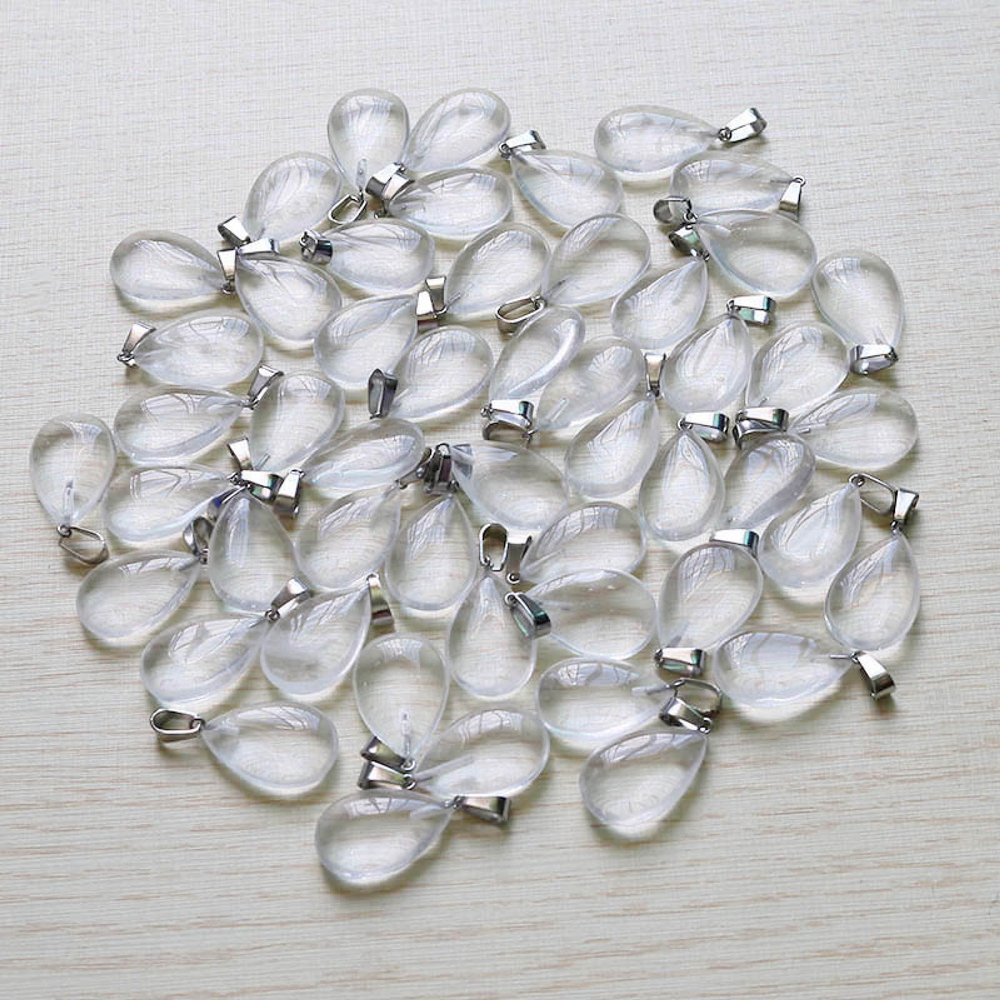 Natural Stone Teardrop Pendants, Amethyst Crystal, Lapis Lazuli Charm, 50 Pieces, Watermelon