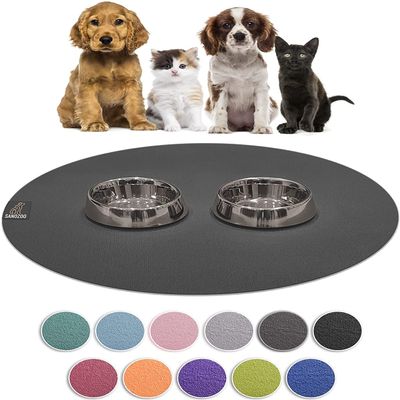 SanoZoo Bowl Mat – ÖKO-TEX Certified, Made in Germany, Non-Slip, Waterproof, Round, 120 cm, Gray