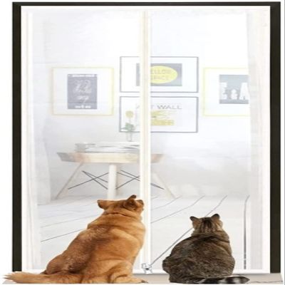 tylxayoxa Reinforced Pet Screen Door with Two-Sided Zipper, White, 90 x 200 cm