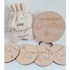 Wooden Pregnancy Announcement Milestone Disc with Gift Pouch view 2