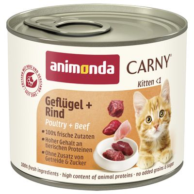 animonda Carny Kitten Wet Cat Food, Chicken + Beef (12 x 200 g)