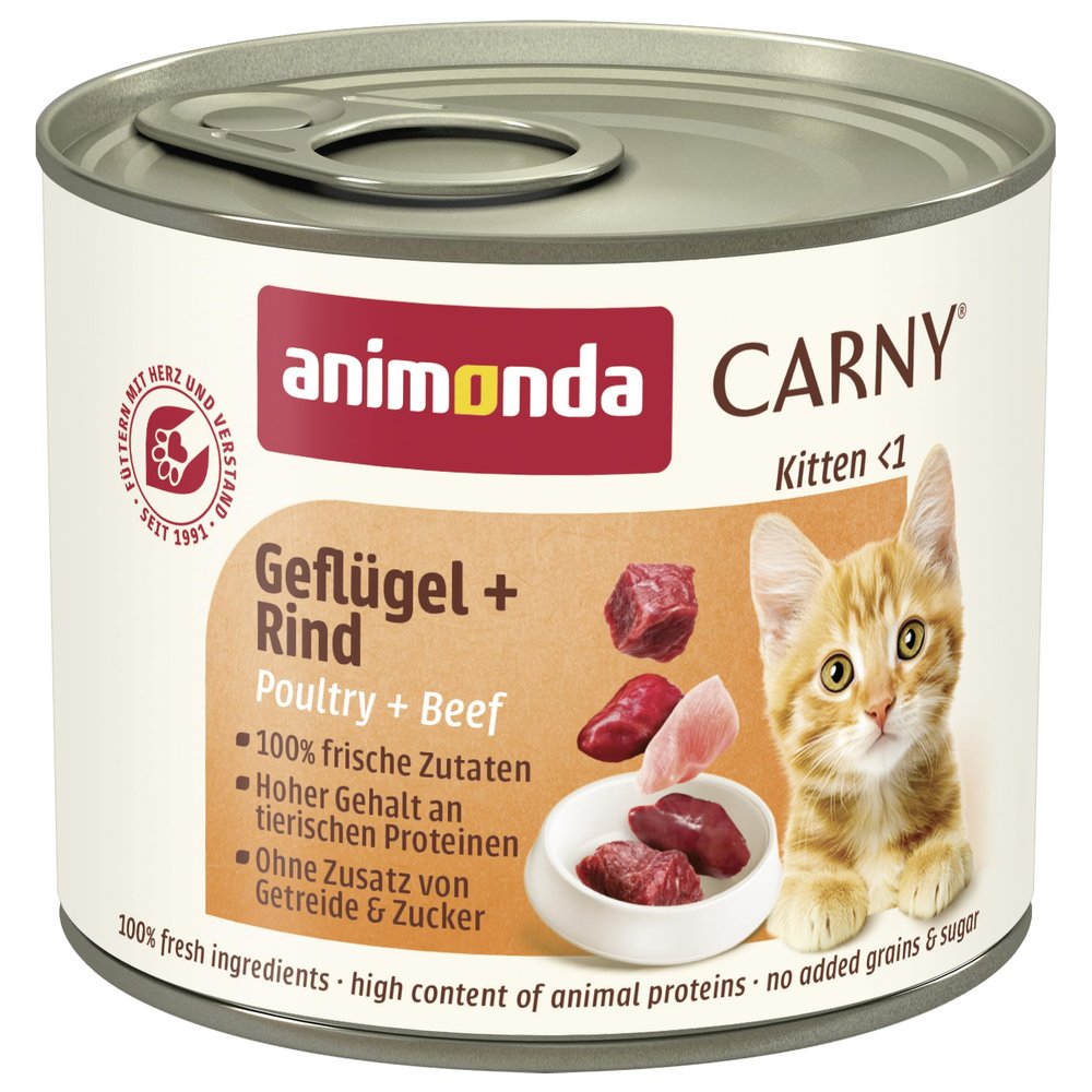 animonda Carny Kitten Wet Cat Food, Chicken + Beef (12 x 200 g)