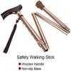 ATAAY Folding Walking Cane for Seniors with Wooden Handle, Adjustable, Bronze view 3