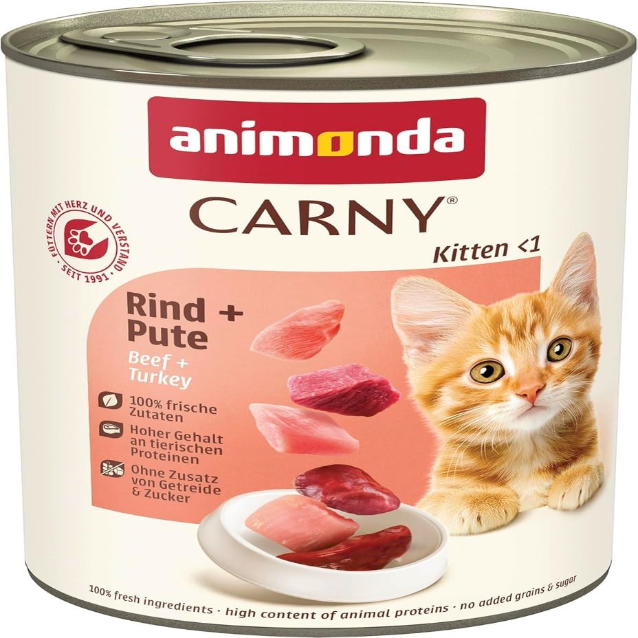 animonda Carny Kitten Wet Cat Food, Beef + Turkey (12 x 400 g)