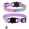 Purple Rhinestone Cat Collar with Bell, Soft Velvet, Adjustable, Breakaway, Size S view 2