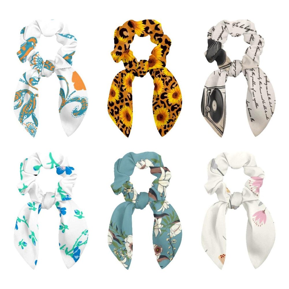 Women's and Girls' Bow Hair Scrunchies, 6-Piece Set