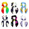 Velvet Hair Ties with Unicorn, Rainbow, Bunny-Ear and Bow Designs, 6-Piece Set view 1