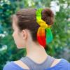 Velvet Hair Ties with Unicorn, Rainbow, Bunny-Ear and Bow Designs, 6-Piece Set view 2