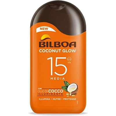 Bilboa Coconut Glow Sun Milk SPF 15, Coconut Oil & Vitamin E, Water-Resistant, 200 ml