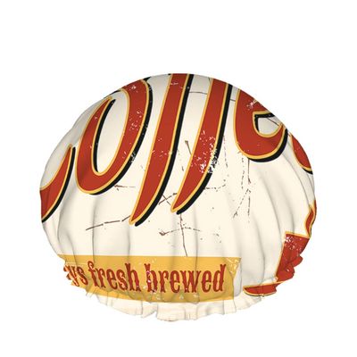 Coffee Shower Cap, Water-Resistant Reusable Bath Hat, Durable Elastic Polyester, 4.3 x 10.6 in