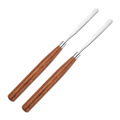 UUYYEO 2-Piece Stainless Steel Makeup Spatulas with Wooden Handles
