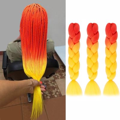 24-Inch Jumbo Braid Synthetic Hair for Braiding, Ombre Kanekalon Hair Extensions, 3 Packs