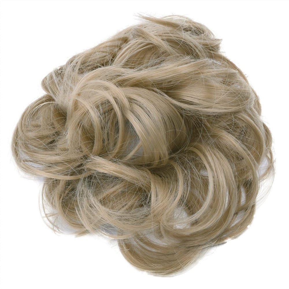 HIHELO 1-Pack Synthetic Donut Messy Bun Hairpiece, Curly Wavy Headband Women's Bun Wig, Hair Extension (Color: J24)