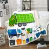Homewish Children's Garbage Truck Blanket 100 x 130 cm, Green Truck Fleece Throw view 1